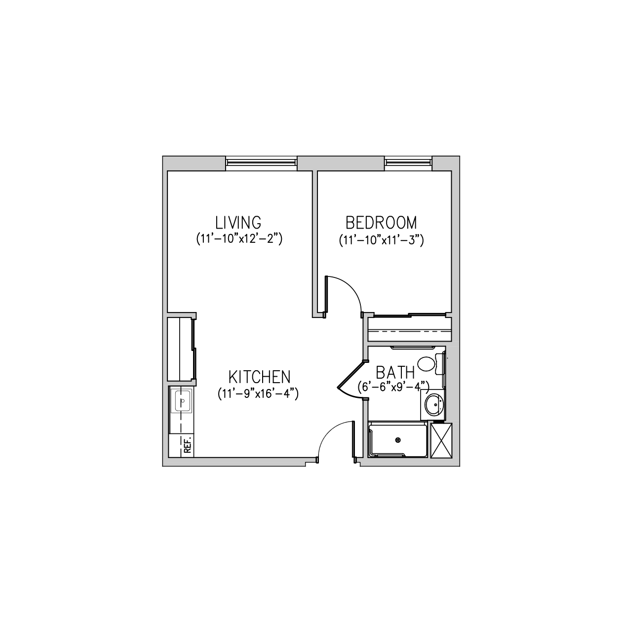 One Bedroom Floor plan (547 sq. feet)