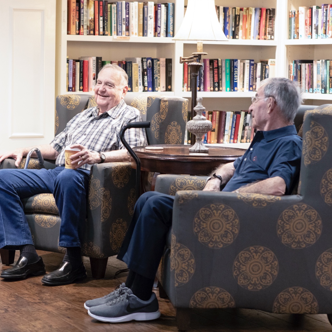 Two men talking