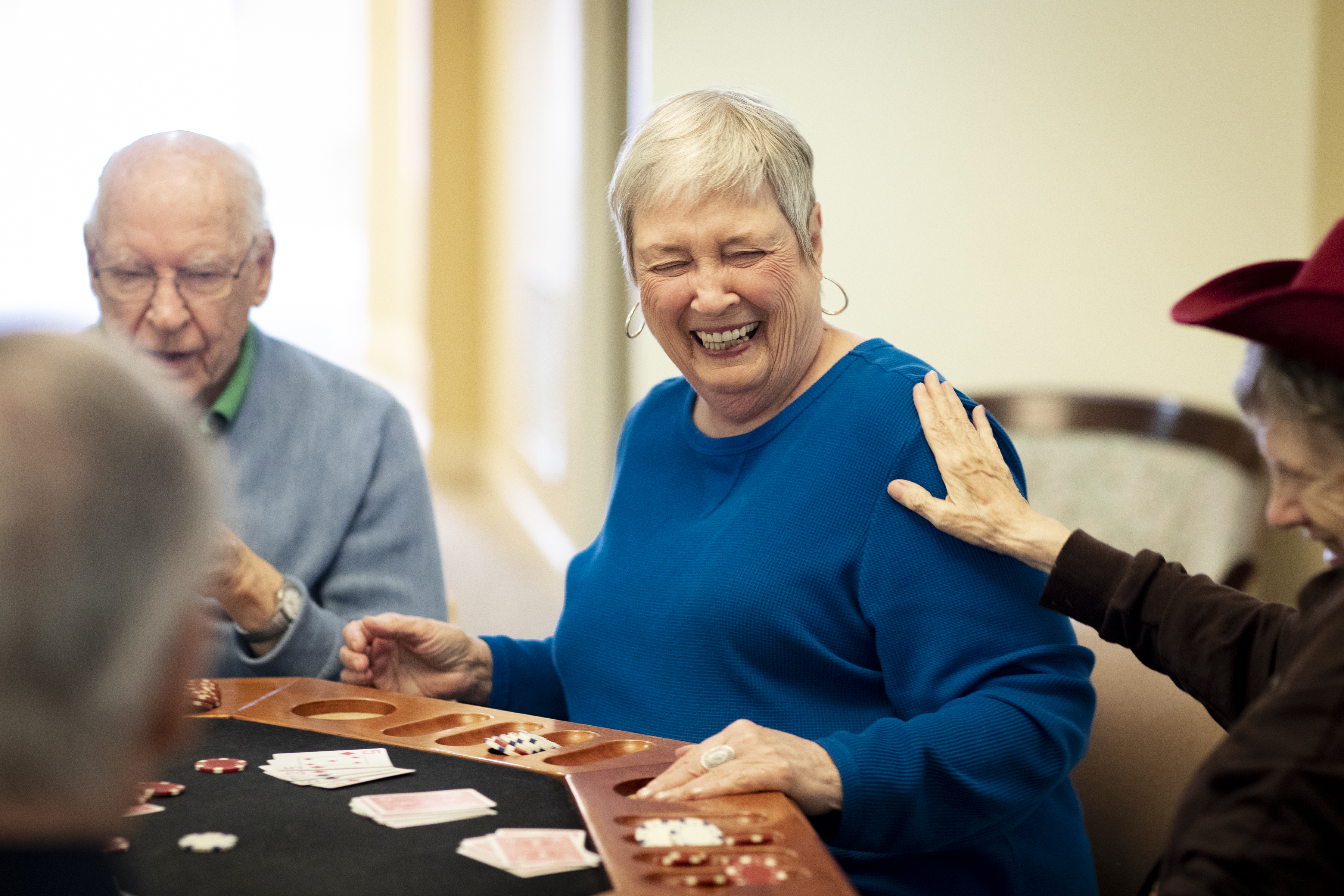 residents playing cards
